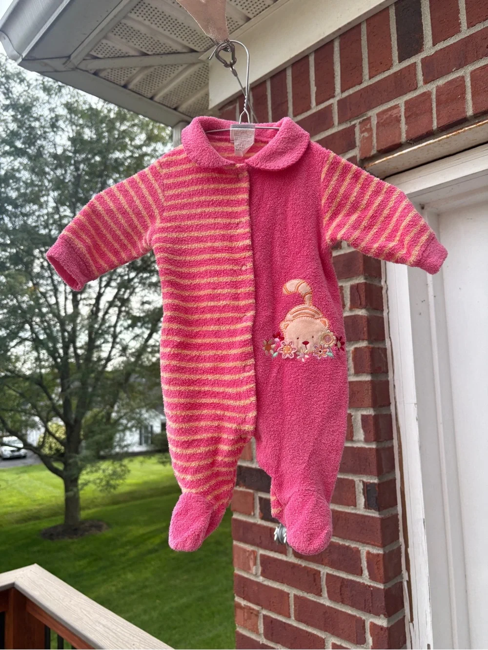 Vintage 90s Carter's Pink Striped & Solid Footed One-Piece Sleeper